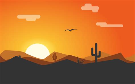 Download Wallpapers Desert 4k Sunset Art Bright Sun Minimal For