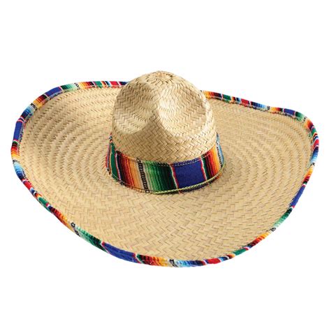 Buy Mexican Sombrero Hat Adults With Serape Trim 21 Wide Authentic