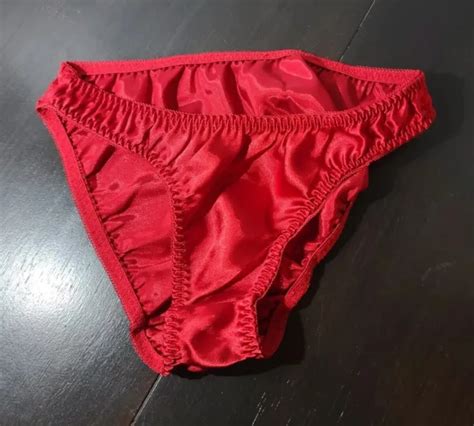 Satin Red Bikini Panties Rare Shiny Shimmery Delicates Full Back Bottom