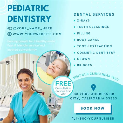 Pediatric Dentistry Flyer Template Editable Pediatrician Etsy Canada