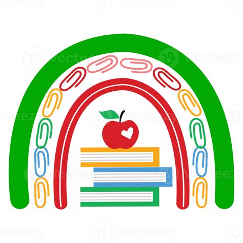 Teacher Rainbow School Rainbow With Red Apple 16637880 Png