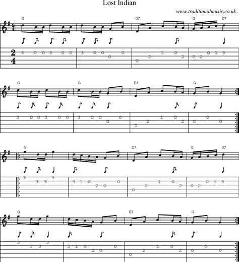 American Old Time Music Scores And Tabs For Guitar Lost Indian