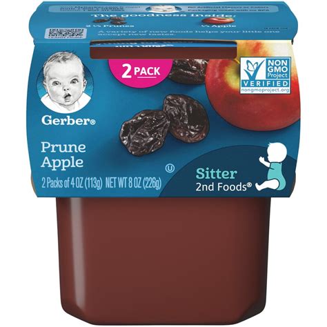 2 Pack Gerber Natural Stage 2 Prune Apple Baby Food 1 Tub Walmart