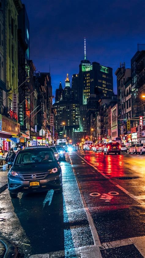 Wallpaper Chinatown New York City Street Night Usa