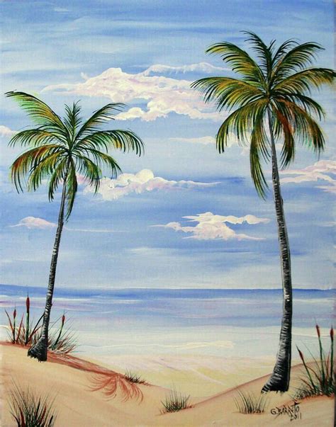 Palm Trees Oilpaintingbeach Beach Scene Painting Painting Canvas
