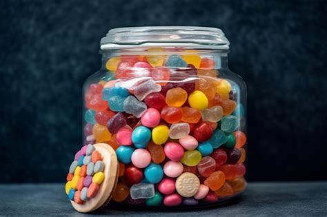 Premium Ai Image Colorful Assortment Of Candies In A Glass Jar Ai