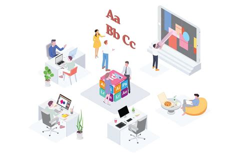 Creative Workspace Isometric Illustration G1 By Angelbi88 On Envato
