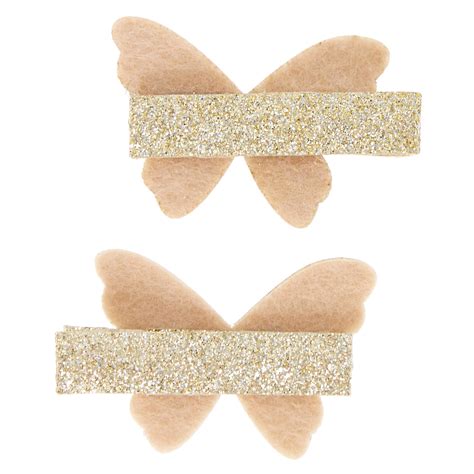 New and recycled clothing and accessories. Kids Glitter Gold Butterfly Hair Clips | Claire's US