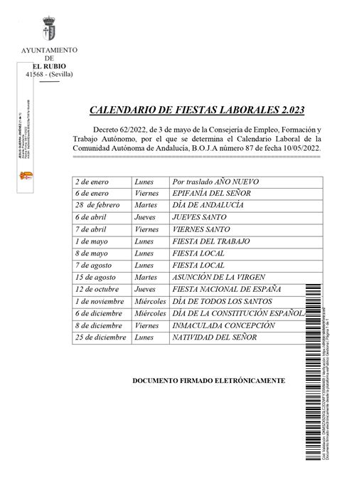 Calendario De Fiestas Laborales 2023