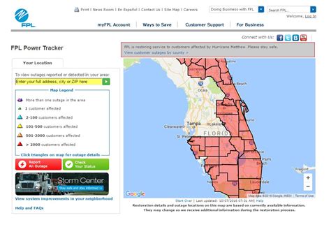 Florida Power And Light Power Outage Map Map