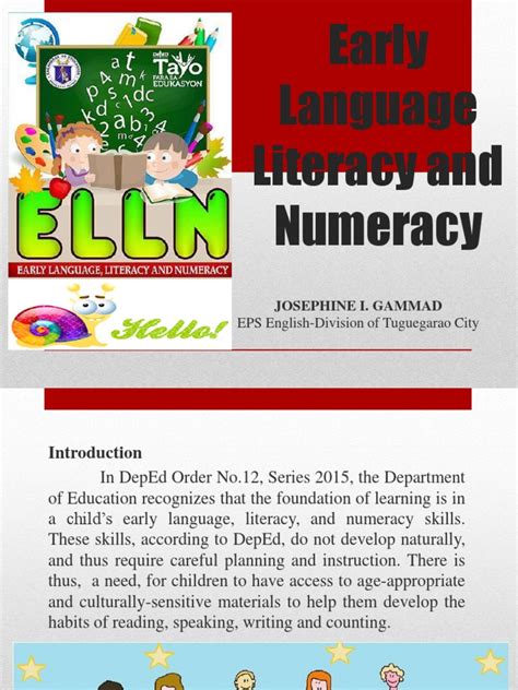 Early Language Literacy And Numeracy Copy Literacy Kindergarten