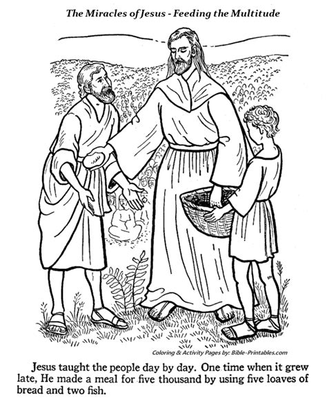 Feeding The Multitude Coloring Pages Miracles Of Jesus 2