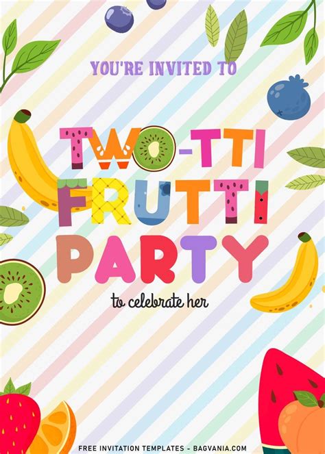 7 Trendy And Fresh Two Tti Frutti 2nd Birthday Invitation Templates