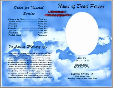 Blank Funeral Program Template Half Page Funeral Program Template Sexiz Pix