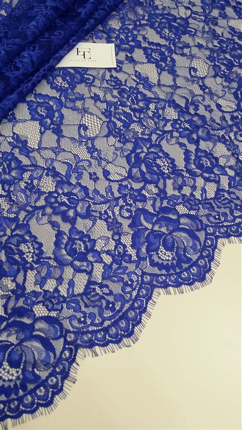 Royal Blue Lace Fabric French Lace Chantilly Lace Wedding Etsy