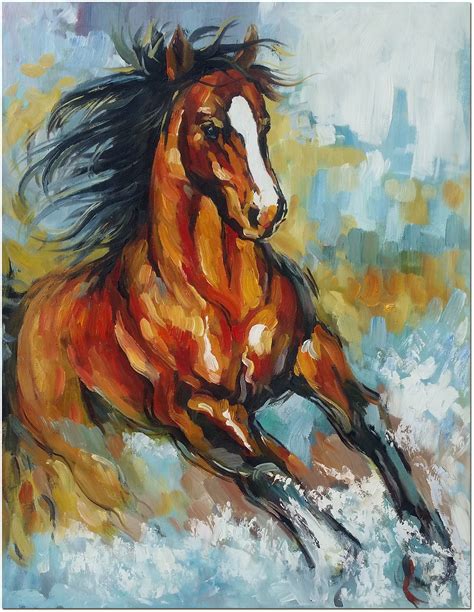 Signed Hand Painted Impressionistic Horse Oil Painting On Canvas Coa