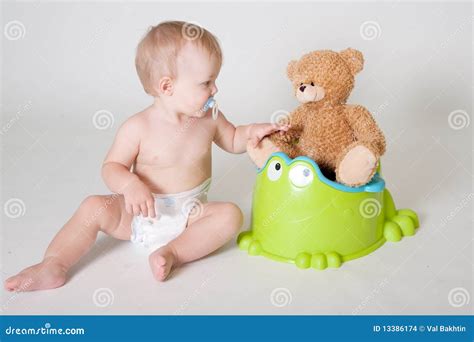 Potty Time Stock Photo Image Of Infant Baby White 13386174