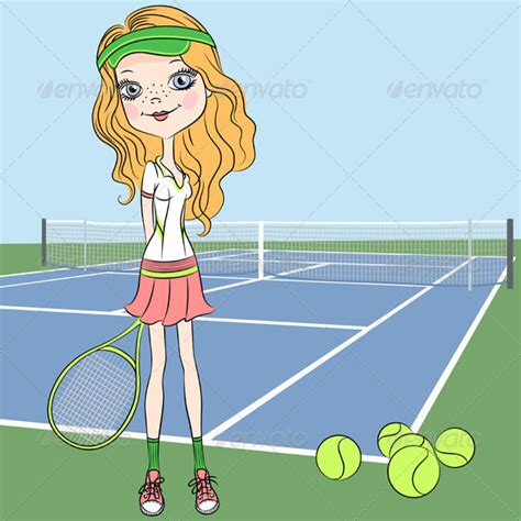 Girl Tennis Player On The Tennis Court By Kavalenkava Graphicriver