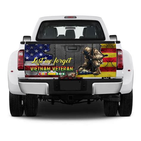Lest We Forget Vietnam Veteran Memorial Truck Tailgate Decal Sticker