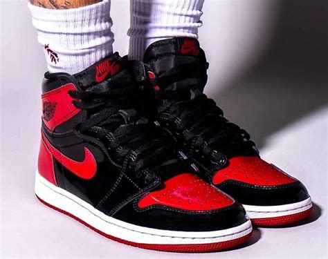 On Foot The Air Jordan 1 High Og ‘bred Patent Sneaker Freaker