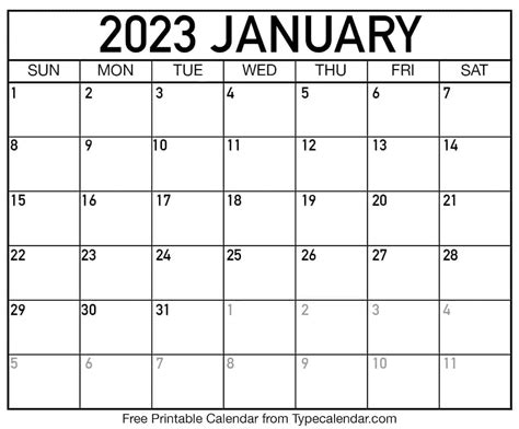 January 2023 Calendar January 2023 Free Printables