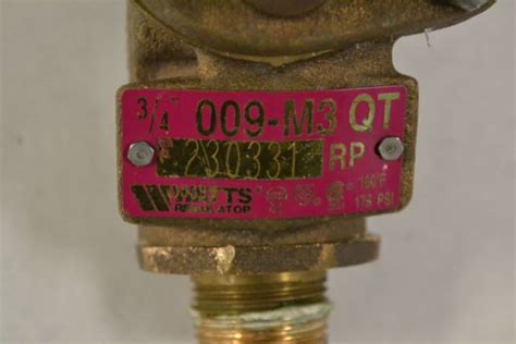 Watts 009 M3 Qt Reduced Pressure Backflow Preventer 34in Npt Valve B295678