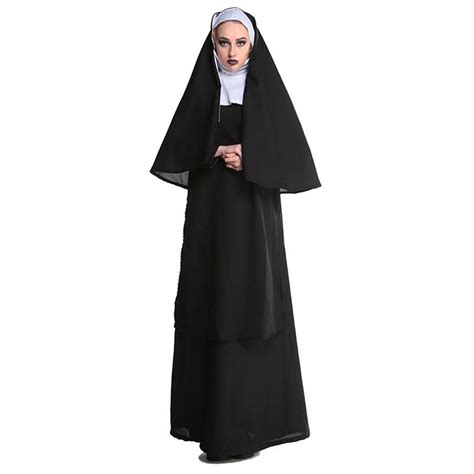 M Xl Virgin Mary Nuns Costumes Sexy Long Black Costume Arabic Religion Monk Ghost Uniform Best