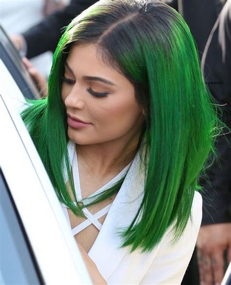 Dark green and black hair. Kylie Jenner green hair dark roots | Green hair, Kylie ...