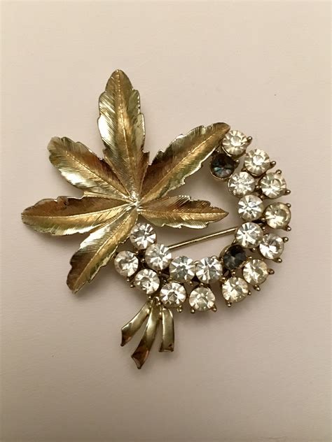 Gold And Rhinestone Leaf Brooch Collectors Weekly