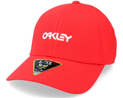 6 Panel Stretch Metallic Hat Red Line Flexfit Oakley Cap