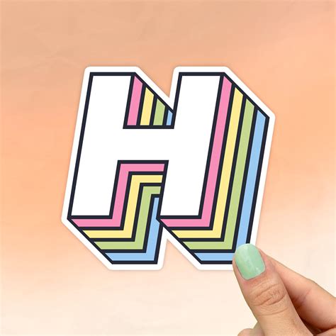 Letter H Retro Font Sticker Personalized Etsy