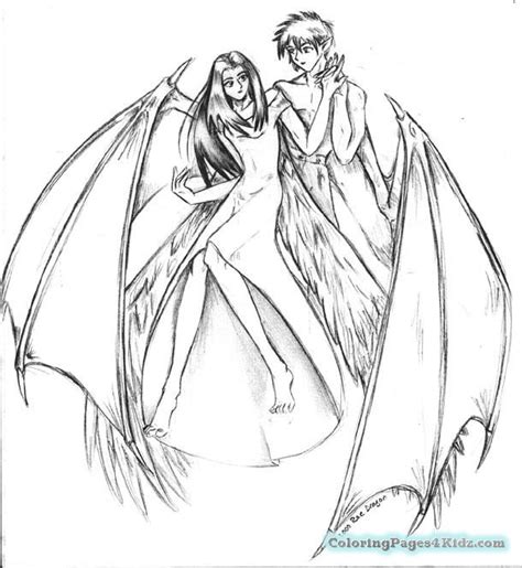 Angel And Devil Anime Coloring Pages Coloring Pages For Kids