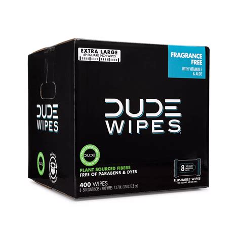 Dude Wipes Flushable Wipes Extra Large And Fragrance Free Wipes 400 Ct