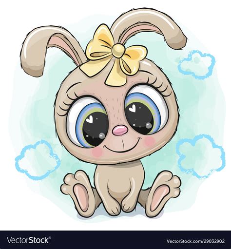 Cute Rabbit Girl On A Blue Background Royalty Free Vector