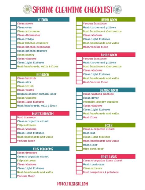 Spring Cleaning Checklists Printable Parade