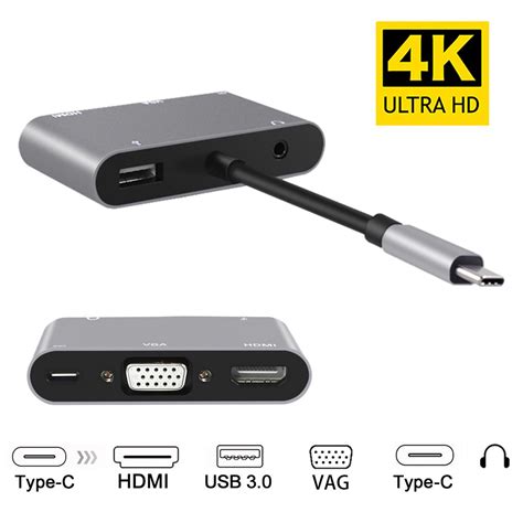 Goldcherry 5 In 1 Type C To Hdmi And Vga And Usb C Adapter Dual Monitor