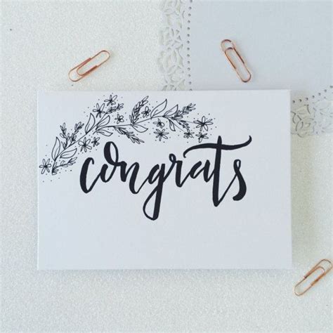 Congrats Calligraphy Greetings Card Hand Illustrated Card