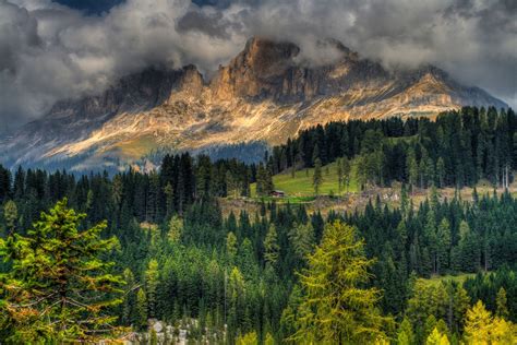 Mountain Lights Nature Hdr Trees Clouds Wallpaper 133351
