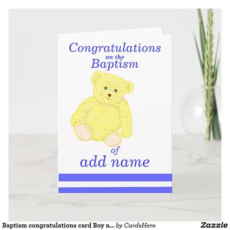 Baptism Congratulations Card Boy Name Front In 2020