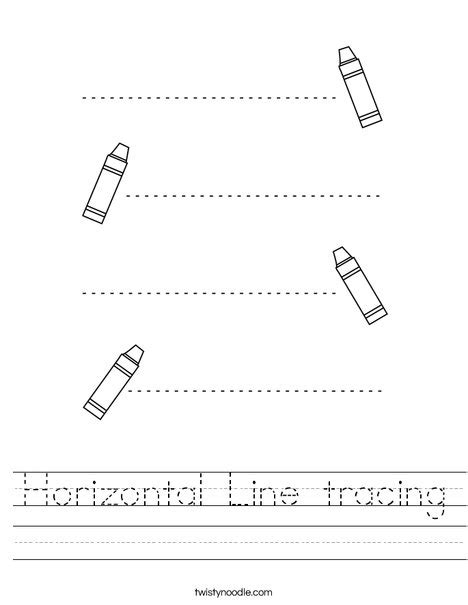 Horizontal Line Tracing Worksheet Twisty Noodle