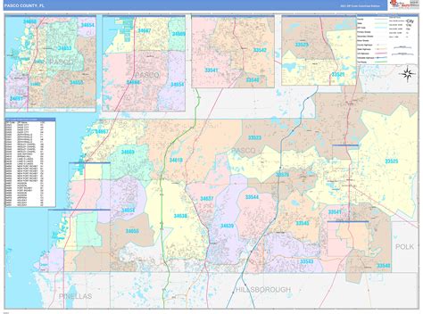Pasco County Fl Wall Map Color Cast Style By Marketmaps Mapsales