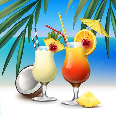 Tropical Drinks Royalty Free Vector Image Vectorstock Clip Art Library