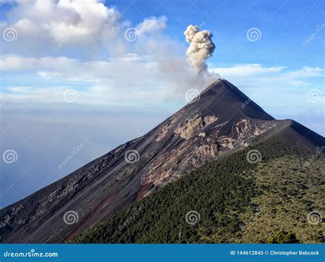 A Close Up View Of Mount Fuego Volcano During The Day Outside Of