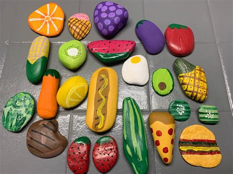 Play Food Painted Rocks Etsy