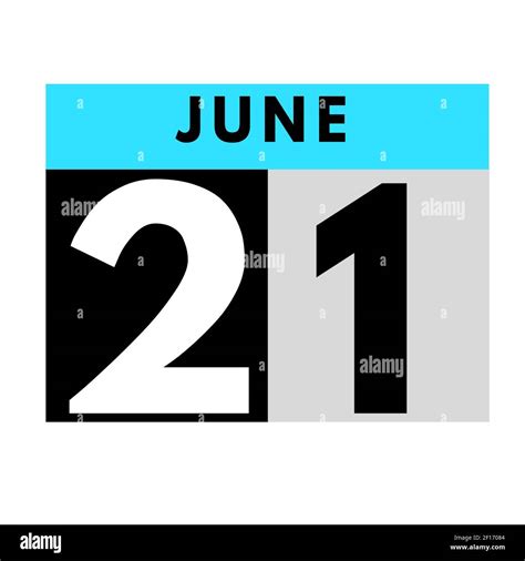 June 21 Flat Daily Calendar Icon Date Day Month Calendar For The