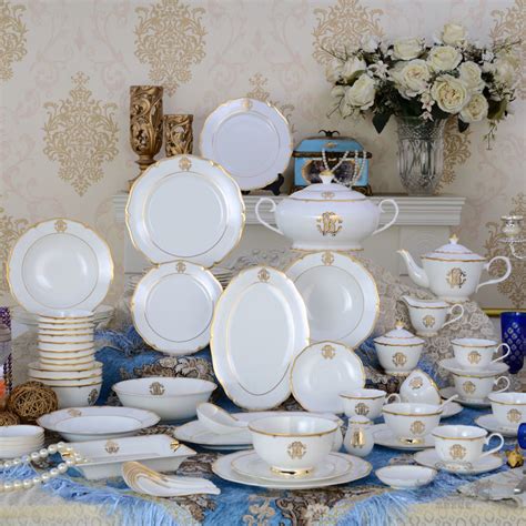 Dinnerware Sets Luxury White And Gold China Plates Sets Dinnerware