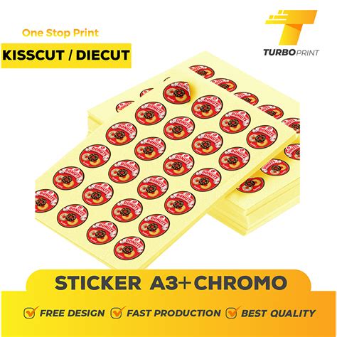 Jual Cetak Sticker A Chromo Print Custom Stiker Label Kemasan Lembaran Cutting Setengah