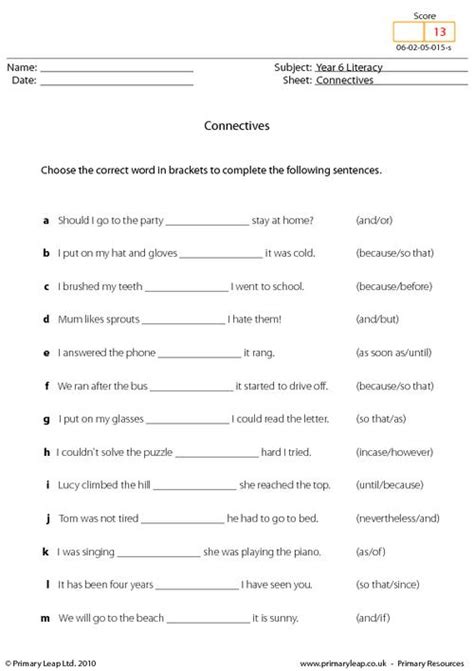 7 Time Connectives Worksheet