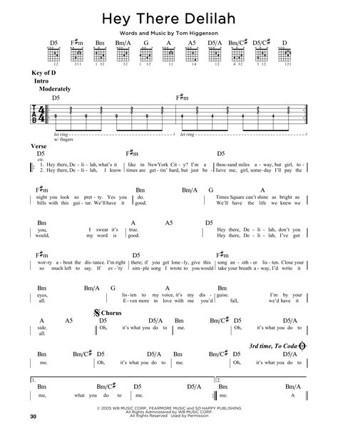 If every simple song i wrote to you would take your breath away, i'd write it all. Hey There Delilah | Sheet Music Direct