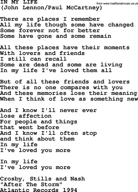 In My Life By The Byrds Lyrics With Pdf